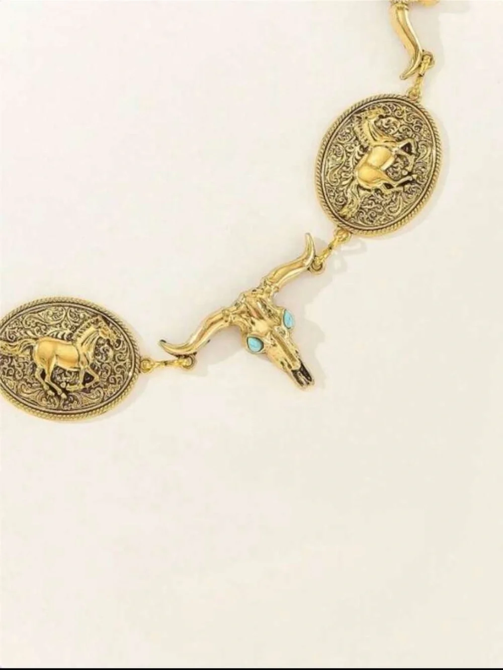 Gold Metal Western Concho Chain Belt NEW 🏷️